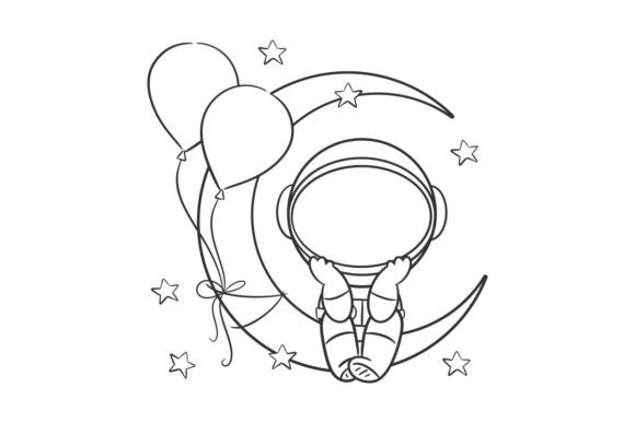 Astronauts Are on the Moon with Balloons: A Creative Design Asset
