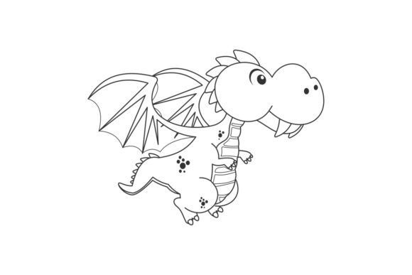 Cartoon Style Cute Flying Dragon Line: A Versatile Design Asset