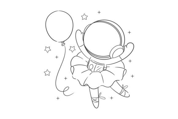 Creative Joy: Astronaut is Dancing Happily with a Balloon