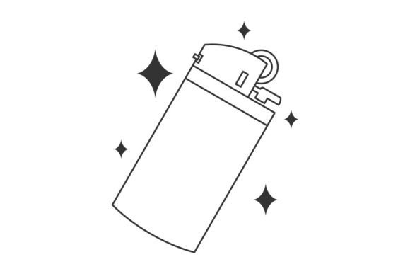 Creative Spark: Blue Gas Lighter Cartoon Design Line