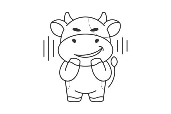 Cute Cow Bad Plan Line Style: Modern Design Asset