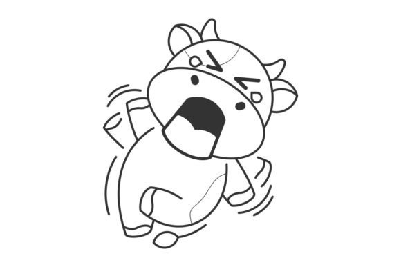 Cute Cow Feeling Irritated: A Playful Design Asset