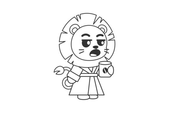 Cute Lion Drinking Coffee in the Morning: A Designer's Delight