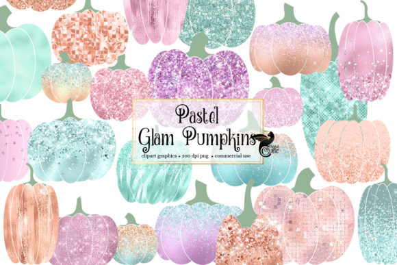 Elevate Autumn Projects with Pastel Glam Pumpkins Clipart