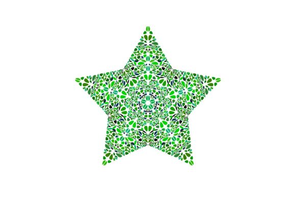 Green Floral Mosaic Star Shape Set: Elevate Your Design Projects