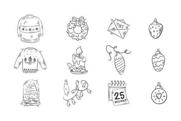Hand Drawn Christmas Icons for T-shirts & Creative Projects