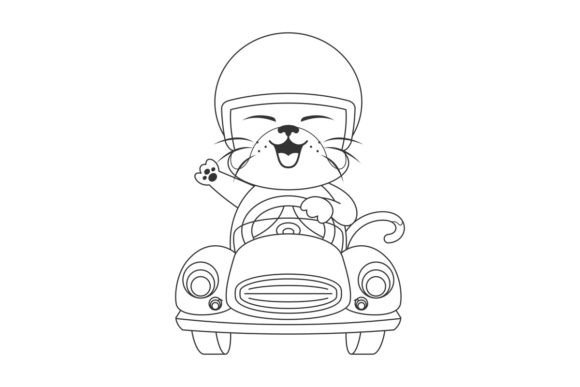 Playful Energy: The Illustration of Cats Racing on Toy Car
