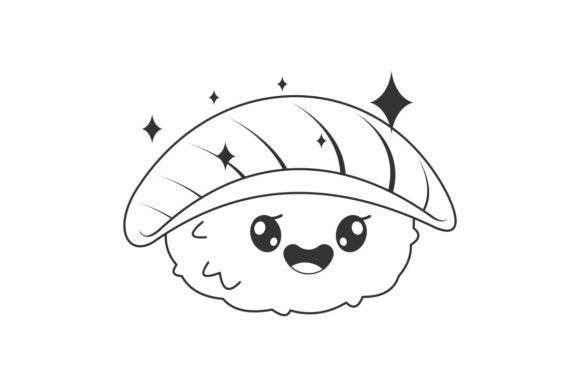 Playful Vector Graphics: Cute Cartoon Style Salmon Sushi Design