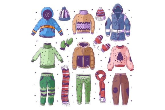 Winter Warm Clothes Hand Drawn Doodle: A Designer's Asset